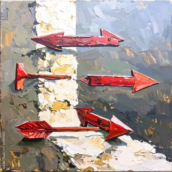 Obraz Red arrows on a textured surface