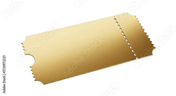 Obraz A single golden ticket with a perforated edge lies on a transparent background, ready for entry