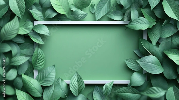 Fototapeta spring green leaves background for copyspace