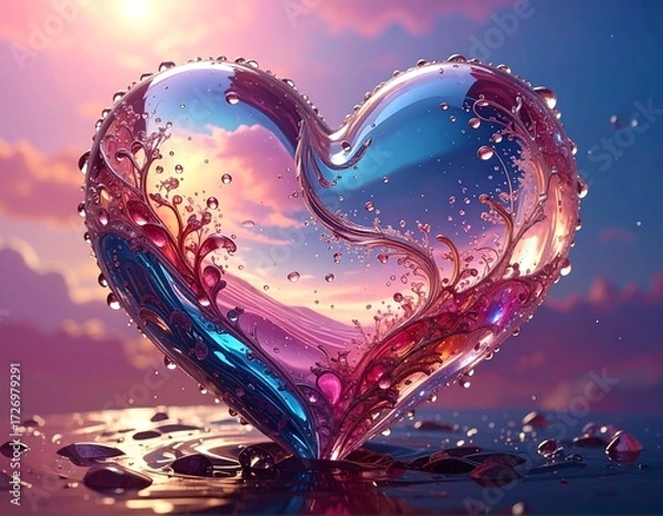 Fototapeta Heart shaped, translucent, vibrant