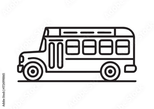 Fototapeta School bus line art vector