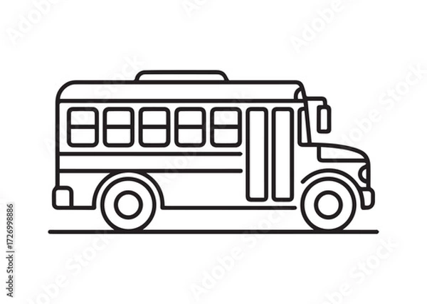 Fototapeta School bus line art vector