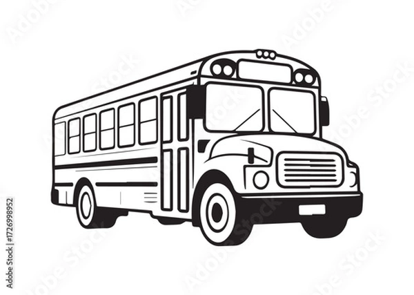 Fototapeta School bus line art vector