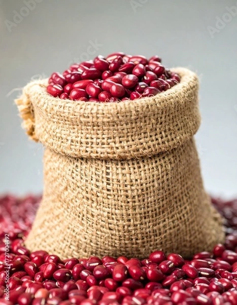 Obraz Red beans in burlap bag
