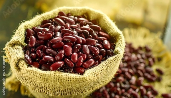 Obraz Red Beans in Burlap Sack