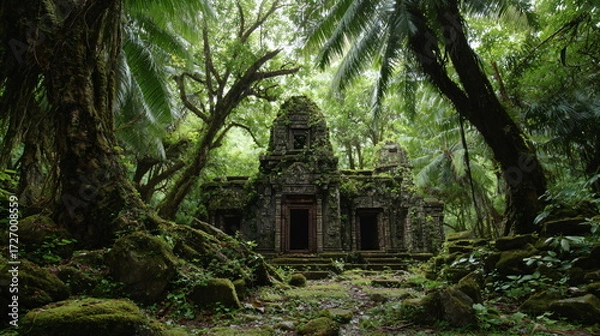 Fototapeta Abandoned temple complex of an extinct culture in the jungle like the Majas
