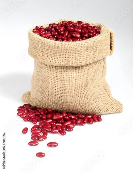 Obraz Red beans in burlap sack
