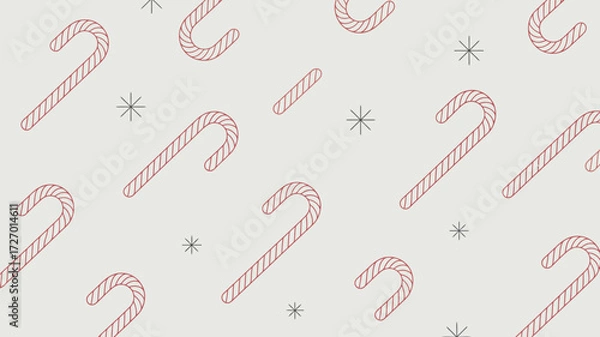Fototapeta Seamless pattern with candy canes and snowflakes on a light background for christmas holiday design