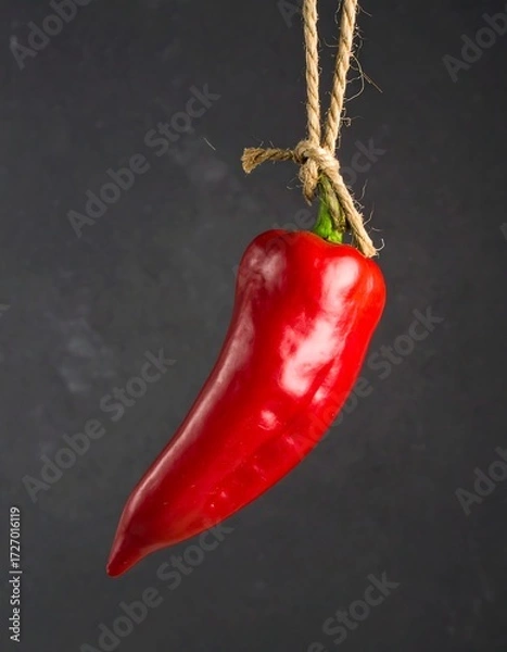 Obraz Red bell pepper hanging on a string