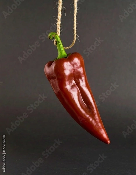 Obraz Red bell pepper hanging from string