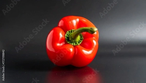 Obraz Red bell pepper on black background