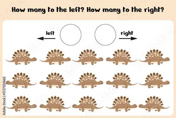 Fototapeta Stegosaurus Left or Right Counting Worksheet