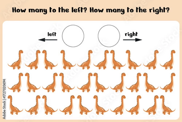 Fototapeta Left or Right Dinosaur Counting Worksheet – Brachiosaurus