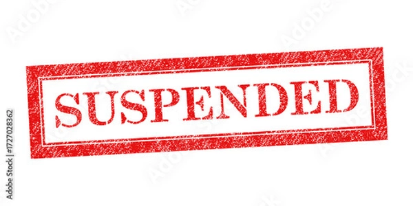 Fototapeta Vector red rubber stamp of Suspended isolated on white background.