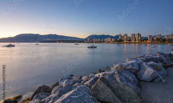 Obraz Vancouver skyline at blue hour  as seen from Kitsilano beach