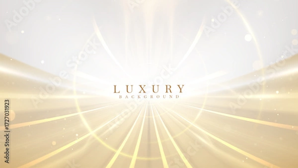Obraz Luxury gold background with light neon curve and bokeh decoration.