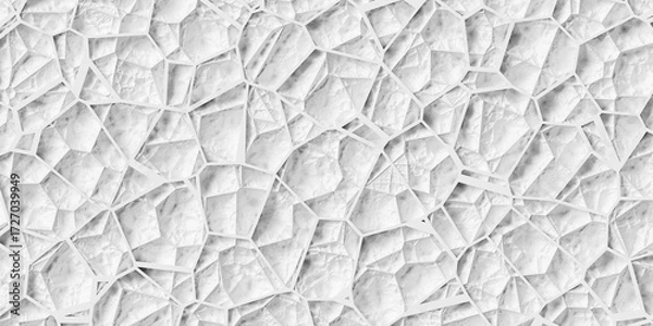 Fototapeta White abstract irregular geometric polygons crumpled paper background wallpaper banner pattern top view flat lay from above