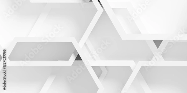 Fototapeta Large white hexagon honeycomb frames background wallpaper banner with copy space, flat lay from above