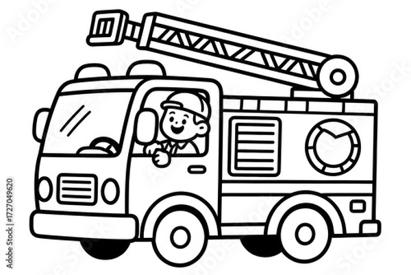 Fototapeta A simple, clean line art drawing perfect for children's activities and educational materials