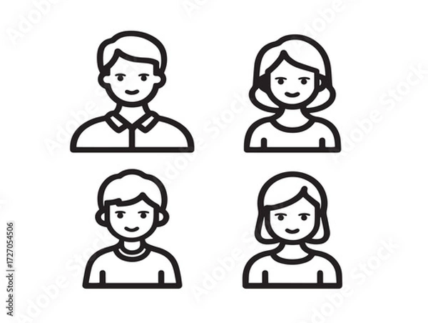 Obraz Stylish Family Life Icon Set Minimal Line Art Illustration