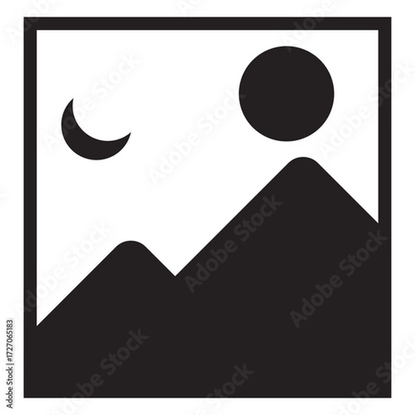 Obraz Image Placeholder Icon – Photo Frame Symbol with Mountain and Moon