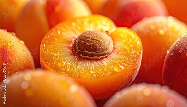Fototapeta Close up of a ripe apricots