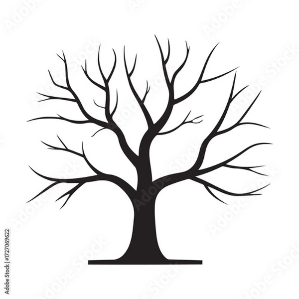 Fototapeta Winter Tree Silhouettes Isolated on a white background
