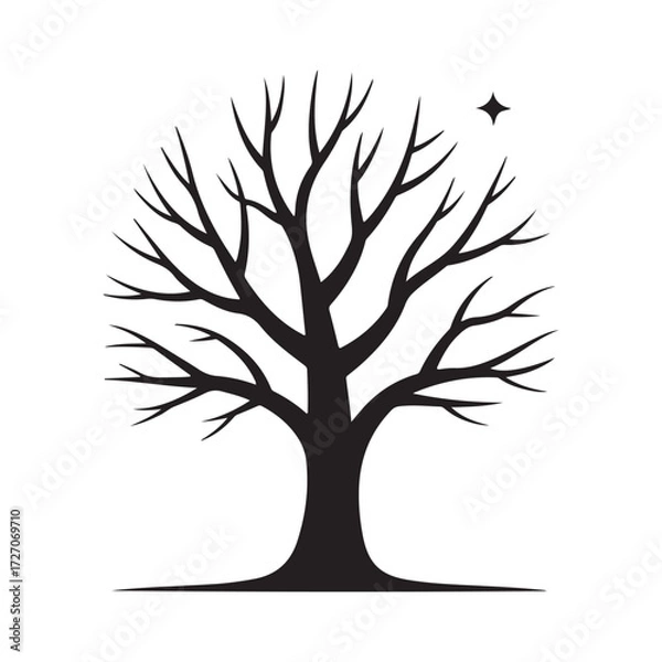 Fototapeta Winter Tree Silhouettes Isolated on a white background