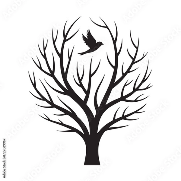 Fototapeta Winter Tree Silhouettes Isolated on a white background