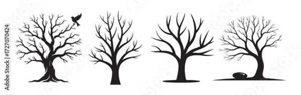 Fototapeta Leafless Trees Vector Illustration eps