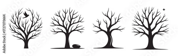 Fototapeta Leafless Trees Vector Illustration eps