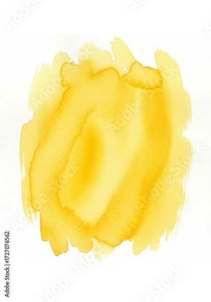 Fototapeta A vibrant yellow watercolor abstract background on a white backdrop, symbolizing art, creativity, and design