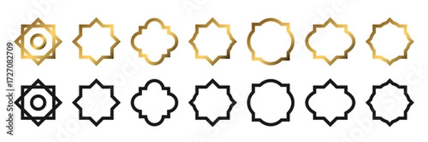 Fototapeta Elements of oriental patterns. Minimal golden and black arabic oriental style frames. Vector illustration