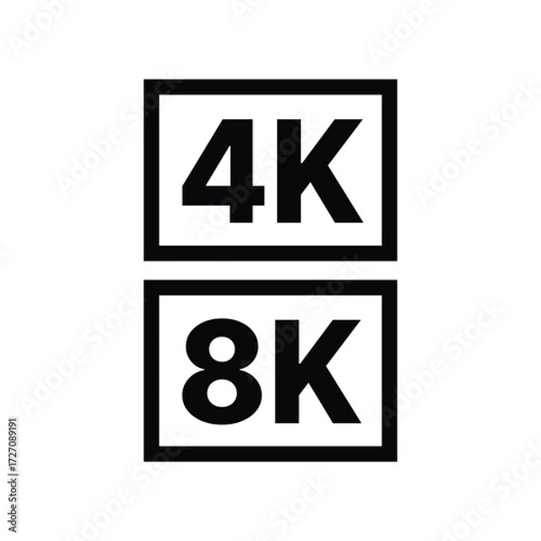 Fototapeta 4k and 8k ultra hd screen resolution badge icon design isolated on white background
