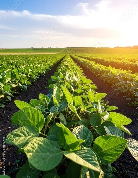 Obraz Lush soybean field at dawn