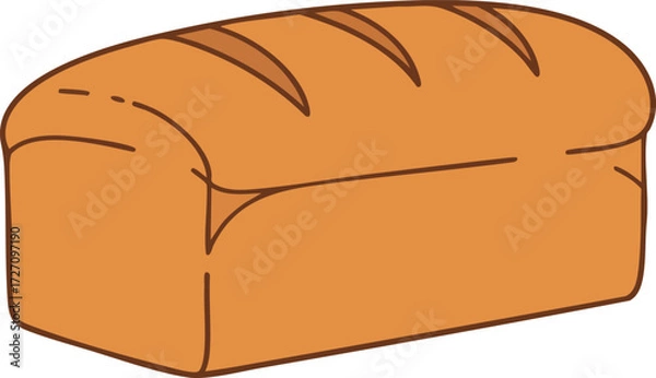 Fototapeta A simple, cartoon-style illustration of a whole loaf of brown bread, typically used for sandwiches or toast.