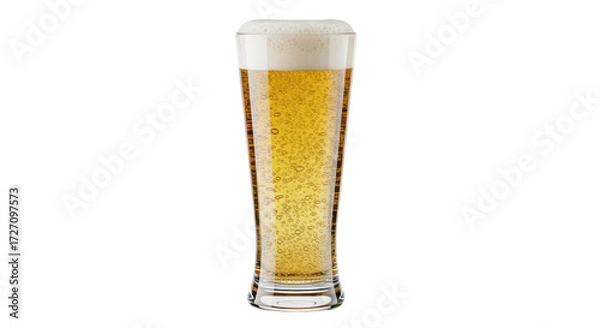 Obraz Isolated pilsner beer in glass, refreshing cold beverage for summer relaxation, drink
