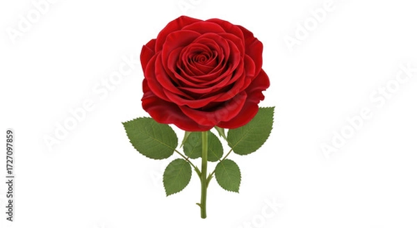 Obraz Isolated crimson rose, beautiful floral bloom, cut-out flower, close-up design element