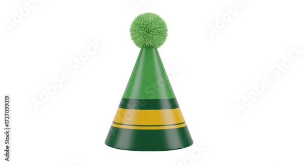 Obraz Isolated festive party hat with a fluffy topper, celebration and festive mood object
