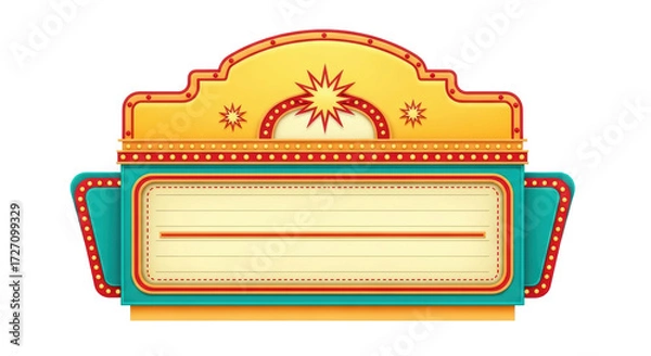 Obraz Isolated vintage theater sign with marquee, light bulbs, and an old fashioned style