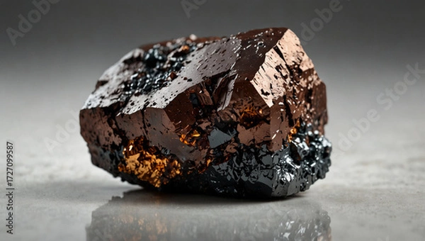 Fototapeta Photorealistic Macro Terbium Ore – Shiny Rare Earth Mineral Specimen on White Background