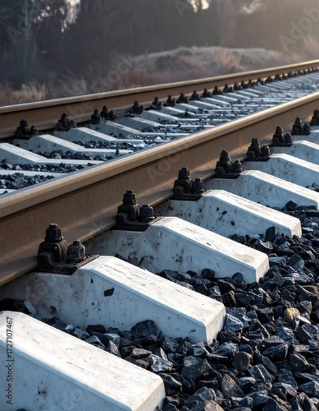 Fototapeta Railway tracks close-up