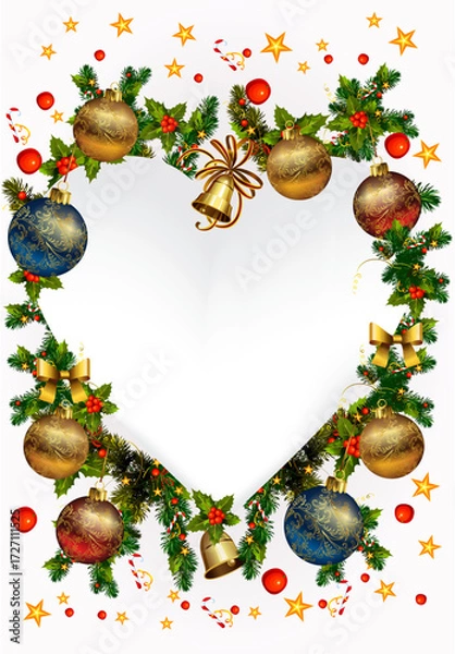 Fototapeta composition with baubles and a heart for Christmas