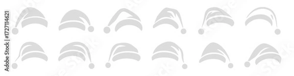 Fototapeta Santa Claus Christmas Hat Vector Illustration. Design Template for Stencil. Flat Illustration, Santa Claus Shape with Outline, Silhouette