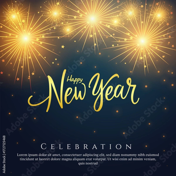 Fototapeta Happy New Year Celebration with Fireworks