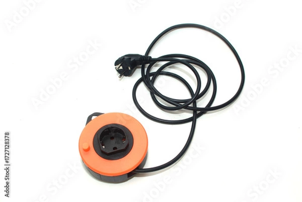 Fototapeta Power cord with coiled design for easy storage at home or in the office