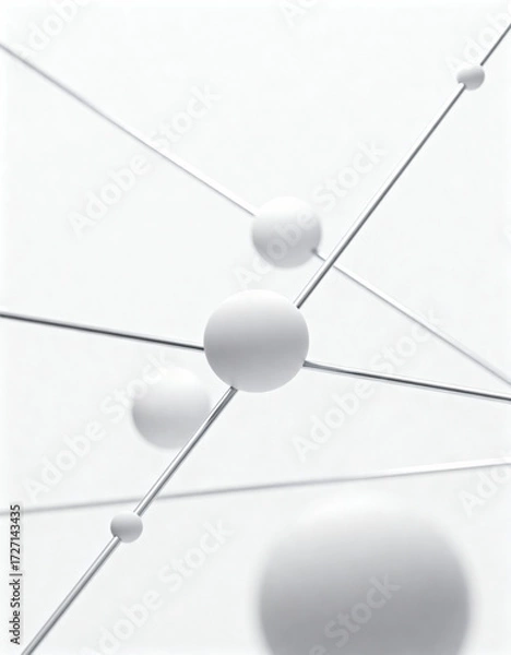 Fototapeta Abstract 3d network background with connected spheres and technology concept design