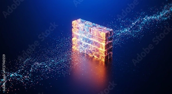 Fototapeta Digital Firewall Cybersecurity Protection Internet Data Security Block
