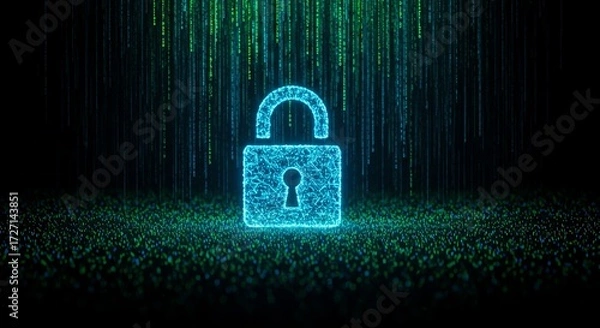 Fototapeta Digital Security Concept Cyber Data Protection Abstract Lock Symbol