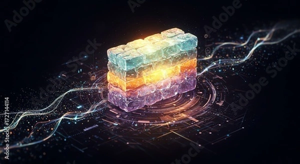 Fototapeta Digital Security Firewall Protection of Network Technology System